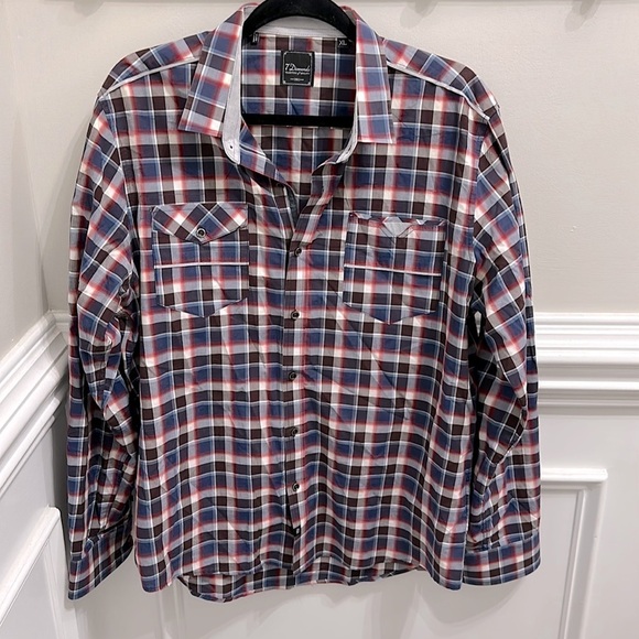 7 Diamonds Other - 7 Diamonds Men’s Western Style Plaid Long Sleeve Button Front Shirt sz XL